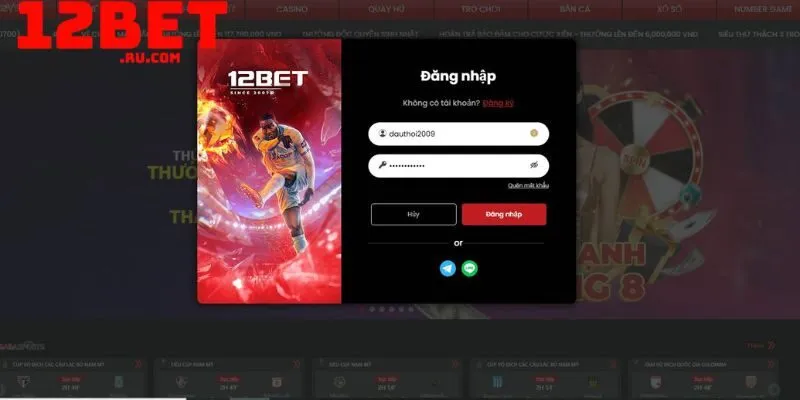 Thông tin đăng nhập 12BET 
